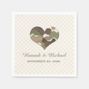 CAMOUFLAGE CAMO HEART WEDDING NAPKIN