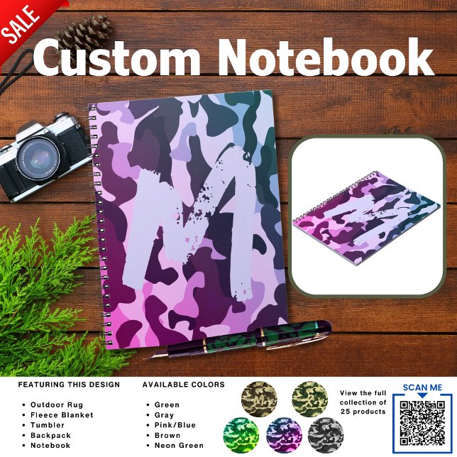  Camouflage Camping Pink Personalised Travel Notebook (Creator Uploaded)