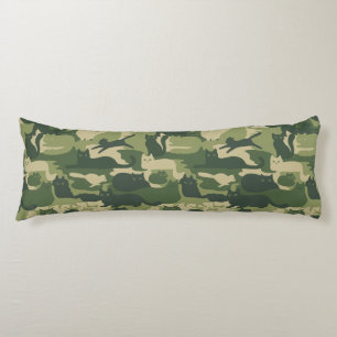Camouflage Cats Pattern Army Green Kitty Cats Camo Body Cushion