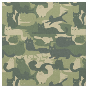 Camouflage Cats Pattern Army Green Kitty Cats Camo Fabric