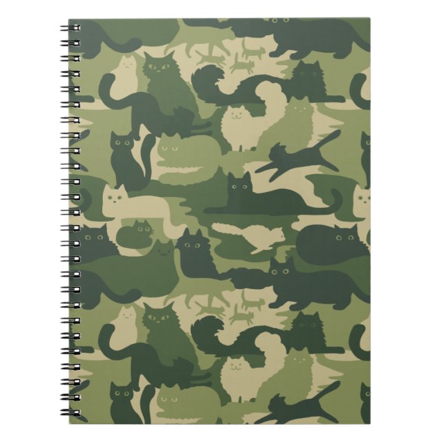 Camouflage Cats Pattern Army Green Kitty Cats Camo Notebook (Front)