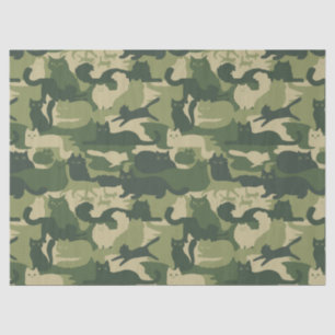 Camouflage Cats Pattern Army Green Kitty Cats Camo Tissue Paper