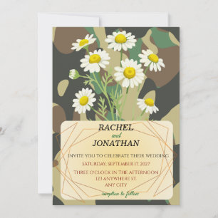 Camouflage & Chamomile Wedding Invitation