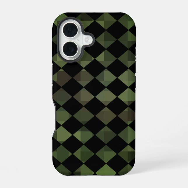 camouflage chequered pattern iPhone 16 case (Back)