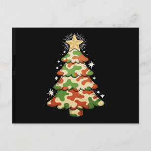 Camouflage Christmas Tree Camo Military Xmas Snow Holiday Postcard