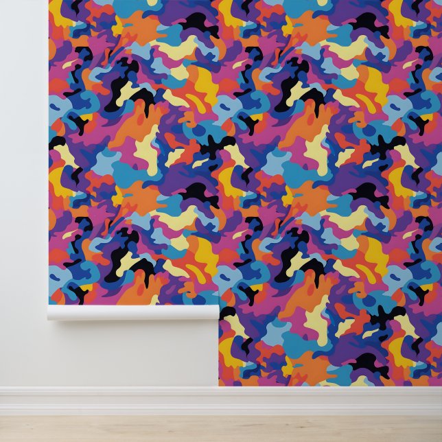 Camouflage Colourful Pattern Wallpaper (Application)