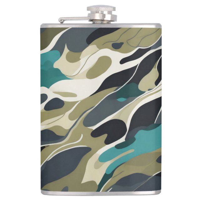 Camouflage colours background design hip flask (Front)
