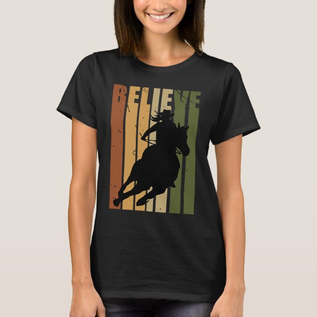 Camouflage Cowgirls Barrel Racing Believe Vintage  T-Shirt (Front)