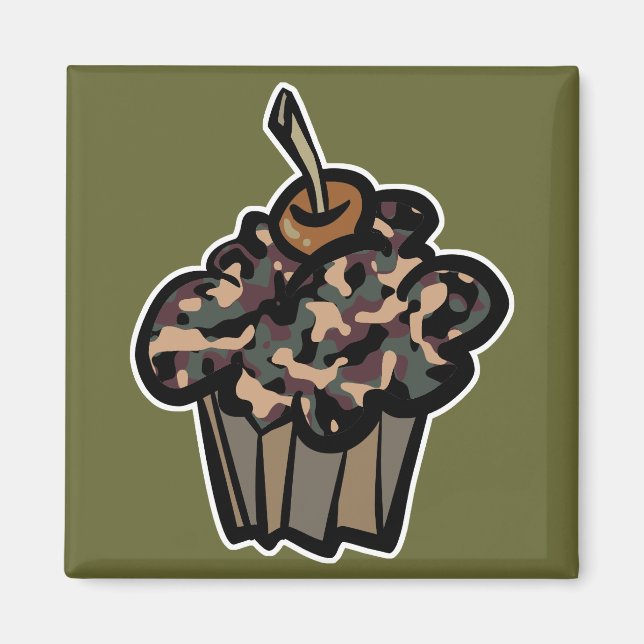 camouflage cupcake magnet (Front)