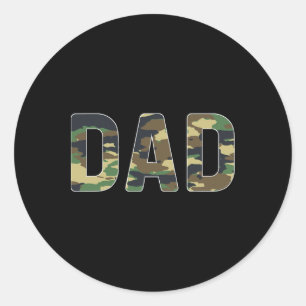 Camouflage Dad Fathers Day Classic Round Sticker