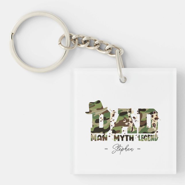 Camouflage "Dad – Man, Myth, Legend" Key Ring (Front)