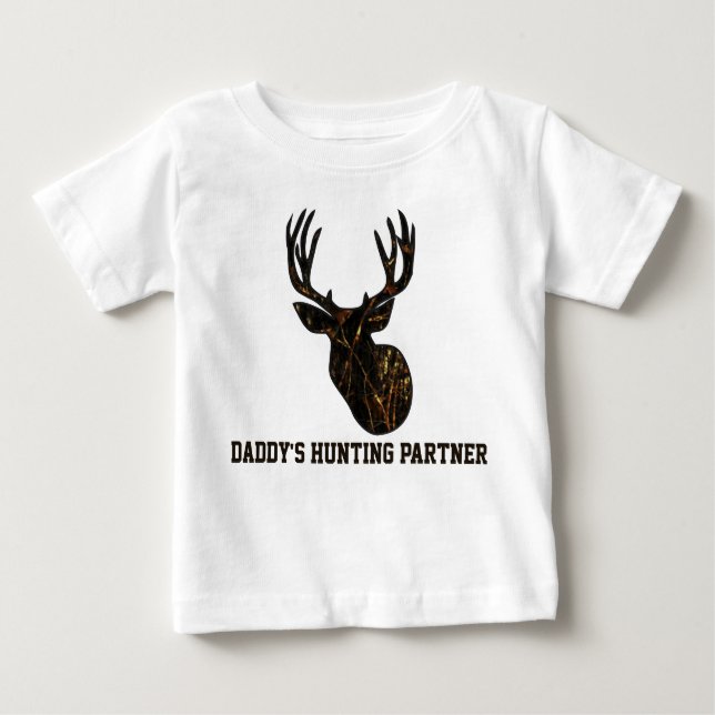 Camouflage Daddy's Hunting Partner Baby Shirt (Front)