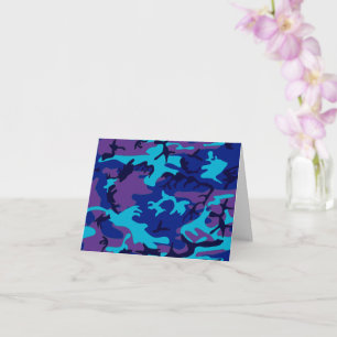 Camouflage Dark Blue & Purple Happy Birthday Card
