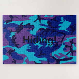 Camouflage Dark Blue & Purple Pattern Jigsaw Puzzle