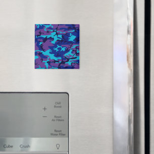 Camouflage Dark Blue & Purple Pattern Magnet