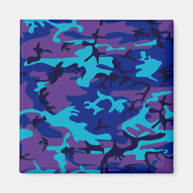 Camouflage Dark Blue & Purple Pattern Magnet (Front)