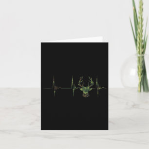 Camouflage Deer Antlers Hunting Heartbeat Ecg Puls Card