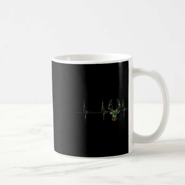 Camouflage Deer Antlers Hunting Heartbeat Ecg Puls Coffee Mug (Right)