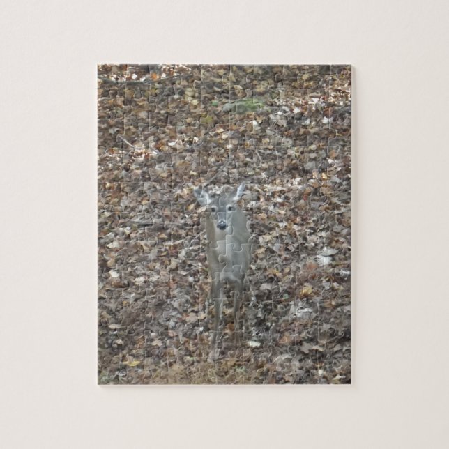 Camouflage Deer in fall leaves Jigsaw Puzzle (Vertical)