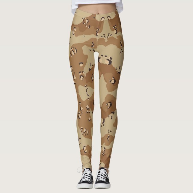 Camouflage Desert Army - Power Yoga Leggings (Front)