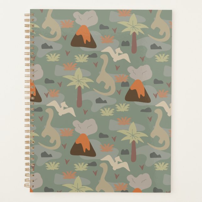 Camouflage Dinosaur and Volcanoes Planner (Front)