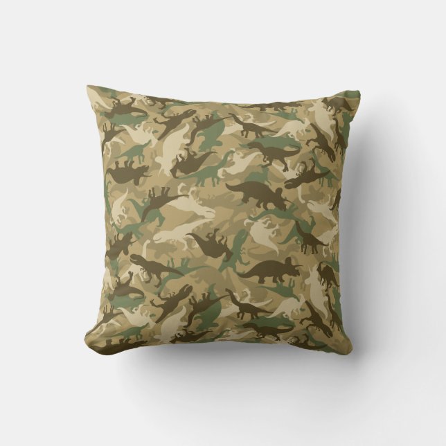 Camouflage Dinosaur Print Pillow (Front)