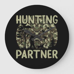 Camouflage Duck Hunting Dog Partner Large Clock