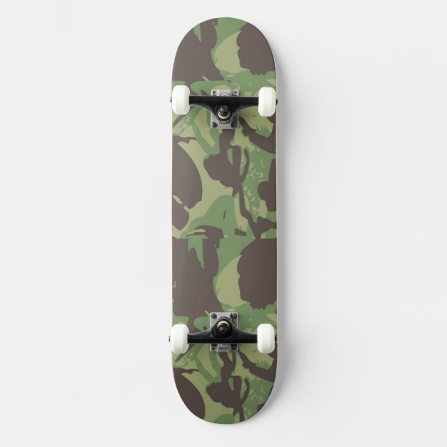 Camouflage Forest Green Digital Pattern Destiny Skateboard (Front)