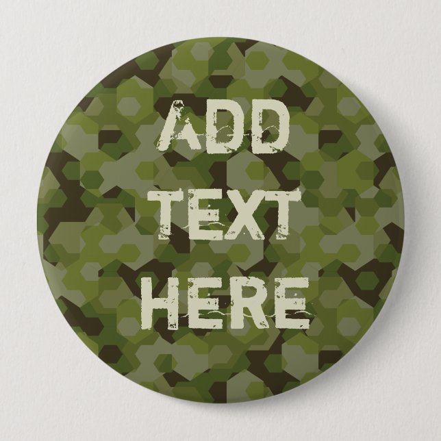 Camouflage geometric hexagon 10 cm round badge (Front)