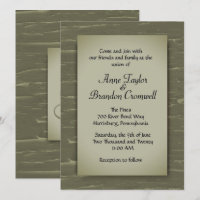 Camouflage Green Bark Design Wedding Invitation