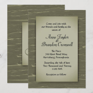 Camouflage Green Bark Design Wedding Invitation