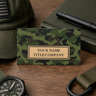 Camouflage Green Black Company Name Business Card