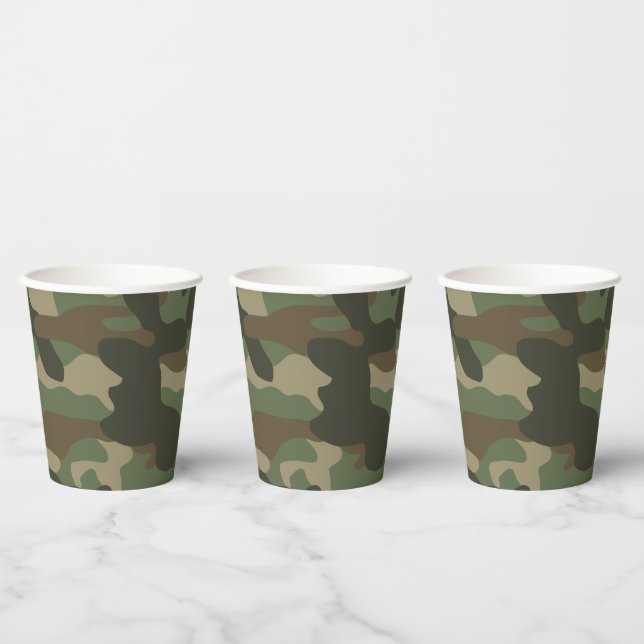 Camouflage Green Camo Army Pattern  Paper Cups (Multi)