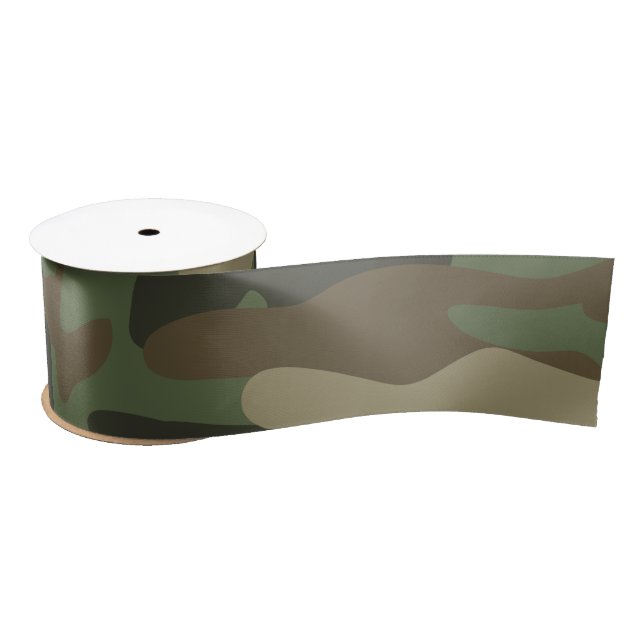 Camouflage Green Camo Army Pattern   Satin Ribbon (Spool)