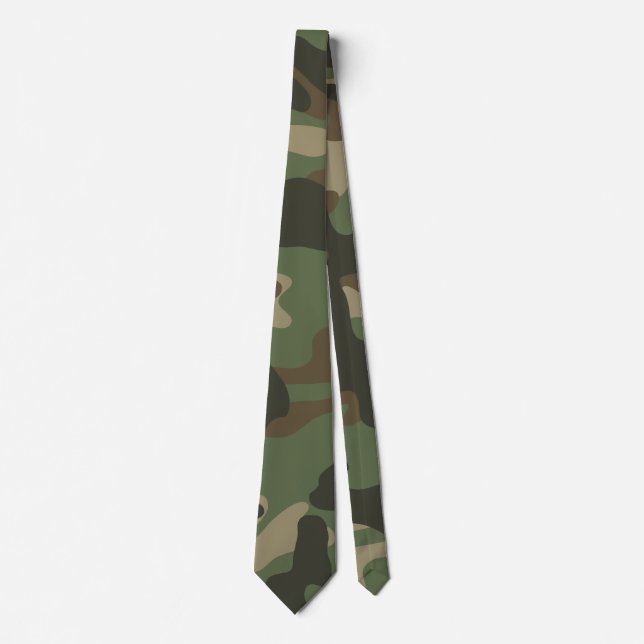 Camouflage Green Camo Army Pattern  Tie (Front)