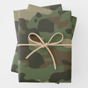 Camouflage Green Camo Army Pattern Wrapping Paper Sheet