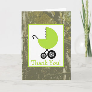 Camouflage & Green Carriage Baby Shower Thank You