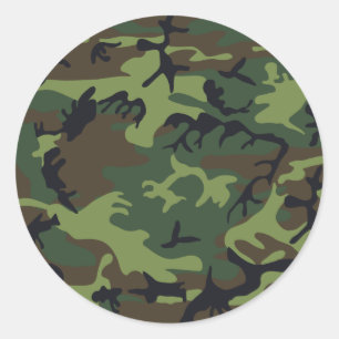Camouflage Green Classic Round Sticker