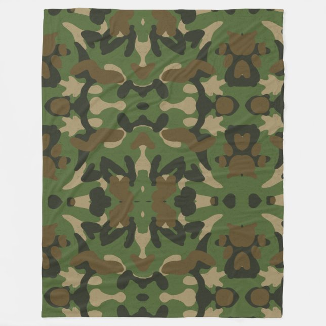 Camouflage Green Fleece Blanket (Front)