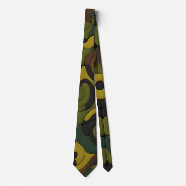 Camouflage Green Mosaic Pattern Tie (Front)