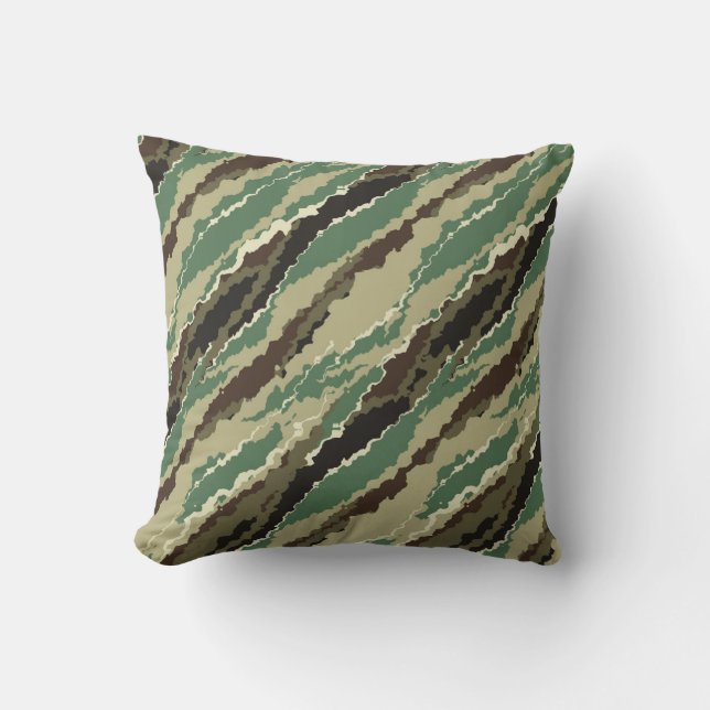 Camouflage Hakki spotted striped pattern Cushion (Front)