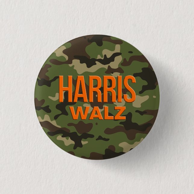 Camouflage Harris Walz 2024 3 Cm Round Badge (Front)