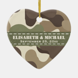 Camouflage Heart Personalised Wedding Ornament