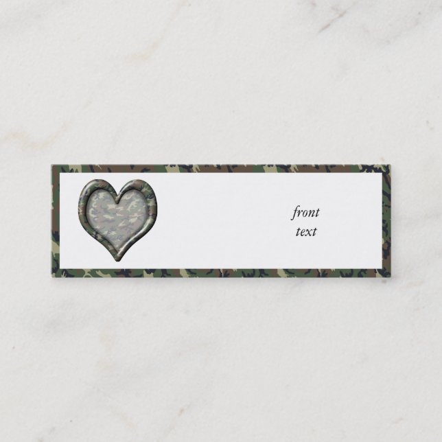 Camouflage Heart - Woodland Mini Business Card (Front)