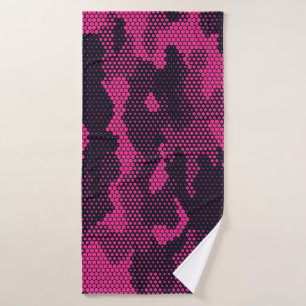 Camouflage hexagonal, military texture background bath towel