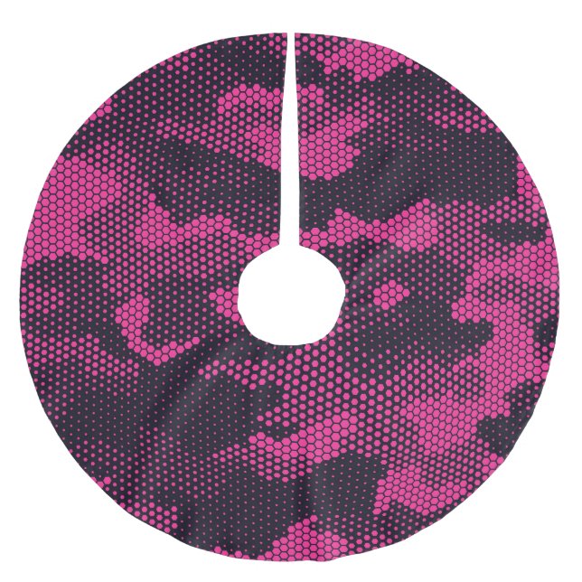 Camouflage hexagonal, military texture background brushed polyester tree skirt (Front)