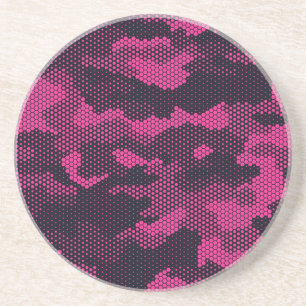 Camouflage hexagonal, military texture background coaster