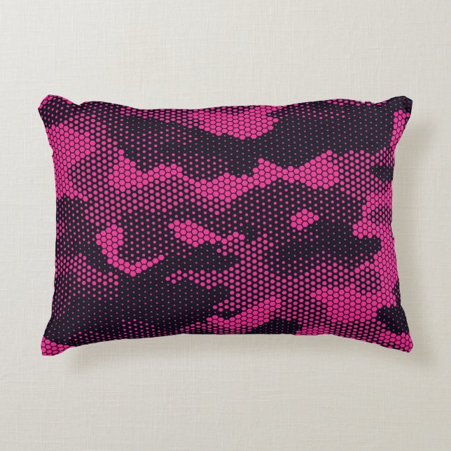 Camouflage hexagonal, military texture background decorative cushion (Front)