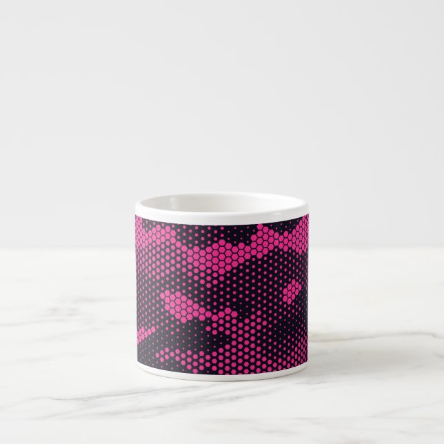Camouflage hexagonal, military texture background espresso cup (Front)