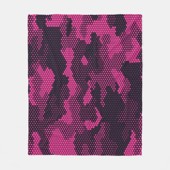 Camouflage hexagonal, military texture background fleece blanket (Front)